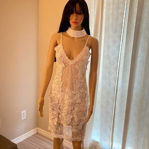 White lace mini dress